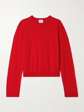 Leset James Merino Wool Crew — Lipstick Red | 100% Merino | Worn Once | Perfect